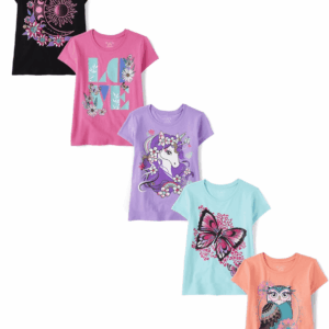 Girls' Animal Short Sleeve Graphic T-Shirts, Multipack