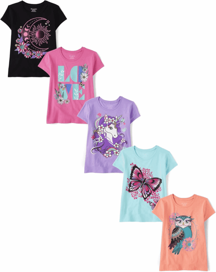 Girls' Animal Short Sleeve Graphic T-Shirts, Multipack