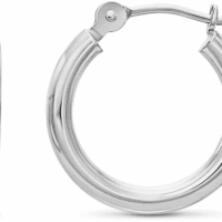 14K White Gold Classic round Hoop Earrings