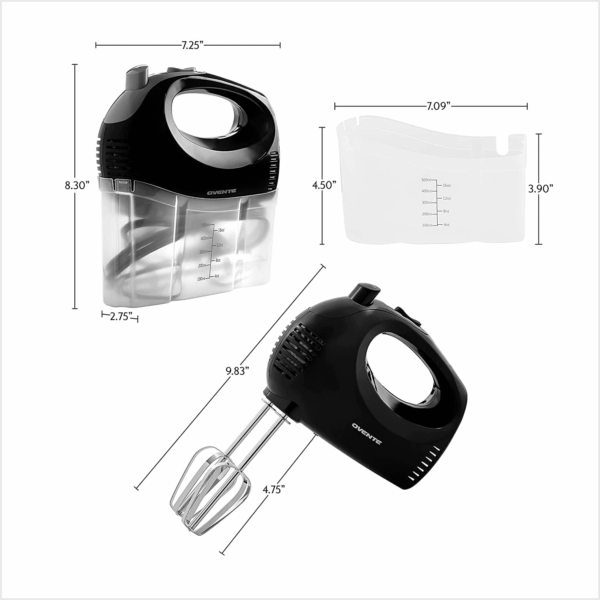 5-Speed Electric Hand Mixer with Stainless Steel Mixing Whisk, Snap-On Storage Case, Portable & Lightweight 150W Motor, Compact Handheld Mixer for Baking, Blending or Cooking, Black HM151B - Image 11