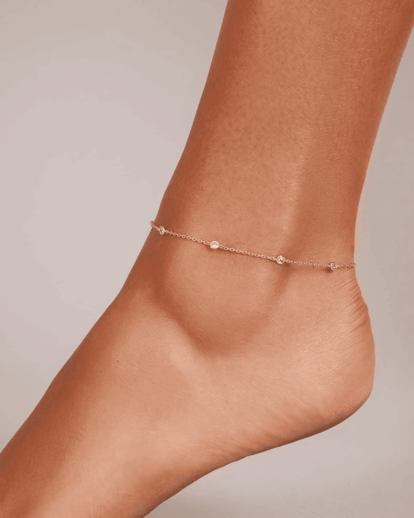14K Gold Plated Charm Link Chain Anklets for Women | Dainty Cubic Zirconia Boho Dot Evil Eye Star Station Solitaire Pearl Beaded Festival Adjustable Gold Anklets - Image 2