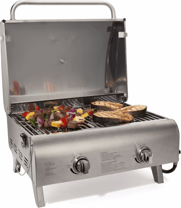 Chef'S Style Tabletop Portable Propane Gas Grill with Dual Burners (20,000 Btus Total), Twist-Start Ignition Stainless Steel BBQ Grill for Camping, Tailgates, BBQ, Hassle-Free Setup - Image 8