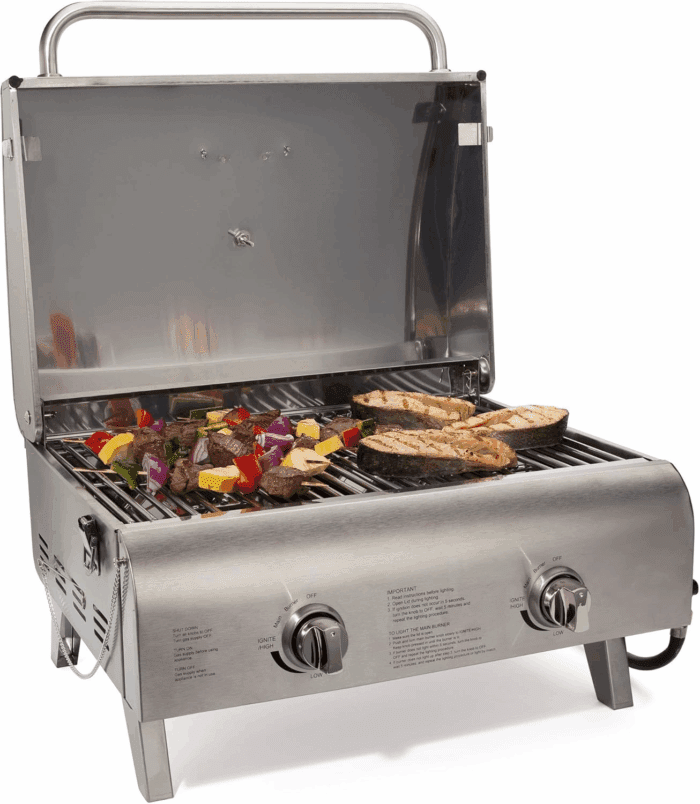 Chef'S Style Tabletop Portable Propane Gas Grill with Dual Burners (20,000 Btus Total), Twist-Start Ignition Stainless Steel BBQ Grill for Camping, Tailgates, BBQ, Hassle-Free Setup - Image 8