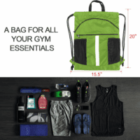 Drawstring Backpack Bag with Shoe Compartment, X-Large Black Gym Sports String Cinch Backpack - Image 2
