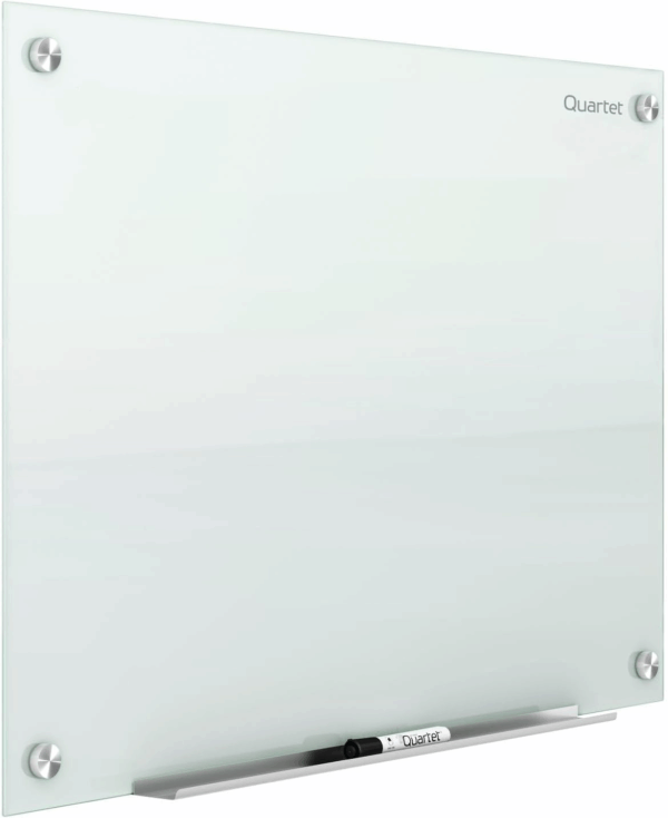 Magnetic Glass Dry Erase White Board, 48''W X 36''H Whiteboard, Infinity Frameless Mounting, White Surface (G4836W)