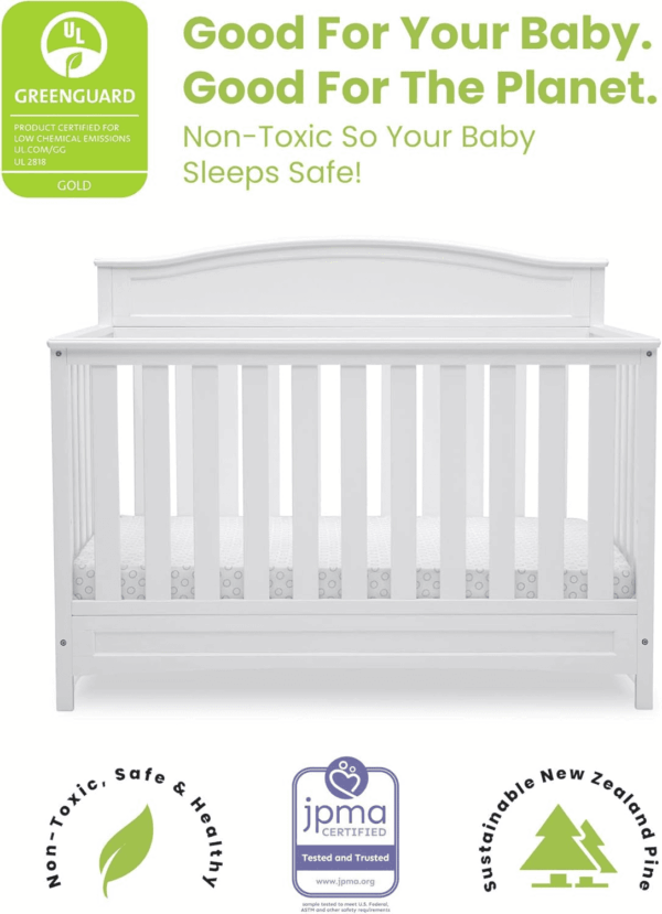Emery 4-In-1 Convertible Baby Crib - Greenguard Gold Certified, White - Image 3