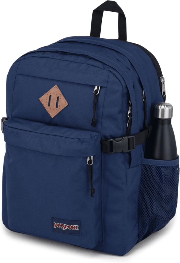 Main Campus Backpack - Travel or Work Backpack W 15-Inch Laptop Sleeve and Dual Water Bottle Pockets, Navy - Image 3