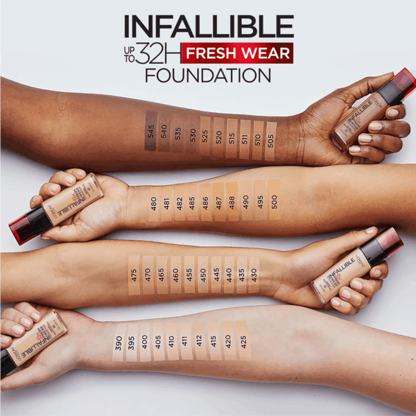 Makeup Infallible up to 32 Hour Fresh Wear Lightweight Foundation, 411 Beige Ivory, 1 Fl Oz, Packaging May Vary - Image 4
