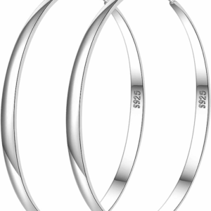 Sterling Silver Hoop Earrings for Women - Large Hypoallergenic Thin Oversize Big Hoops - S925 Hypoallergenic