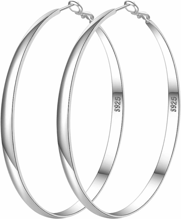 Sterling Silver Hoop Earrings for Women - Large Hypoallergenic Thin Oversize Big Hoops - S925 Hypoallergenic