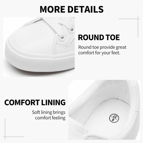 Womens White Tennis Shoes PU Leather Sneakers Casual Walking Shoes for Women - Image 3