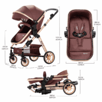 Baby Stroller for Toddler,Bassinet Stroller,Foldable Aluminum Alloy Pushchair with Adjustable Backrest,Adjustable Direction Coffee - Image 7