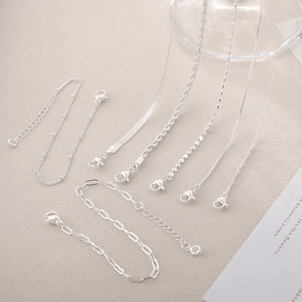 Silver Bracelets for Women Trendy Waterproof Silver Dainty Bracelet Stack Adjustable Layered Bracelet Set Minimalist Fashion Jewelry - Image 5