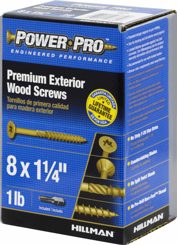 48594 Wood Screws, #8 X 1-1/4", Premium Outdoor Deck Screws, Rust Resistant, Epoxy Coated Bronze, 1Lb Box, 242 Pcs - Image 5
