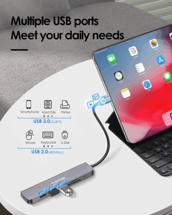 USB C Hub with 100W Charging, 4K HDMI, Dual Card Reader, USB 3.0 & 2.0 Compatible Macbook Pro, New Mac Air/Surface, Chromebook, More, Stable Driver Adapter (CB-CE18, Space Gray) - Image 4