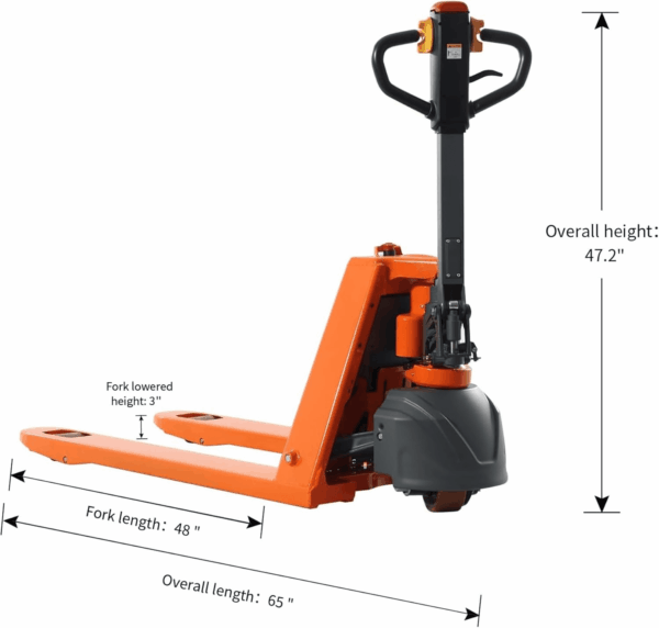 Full Electric Pallet Jack 3300Lbs Capacity, Lithium Powered Pallet Truck 48" X27" Fork Size, Walkie Pallet Lift Trucks for Factory, Warehouse, Supermarket, Multifunctional Handle with Extra Battery - Image 2