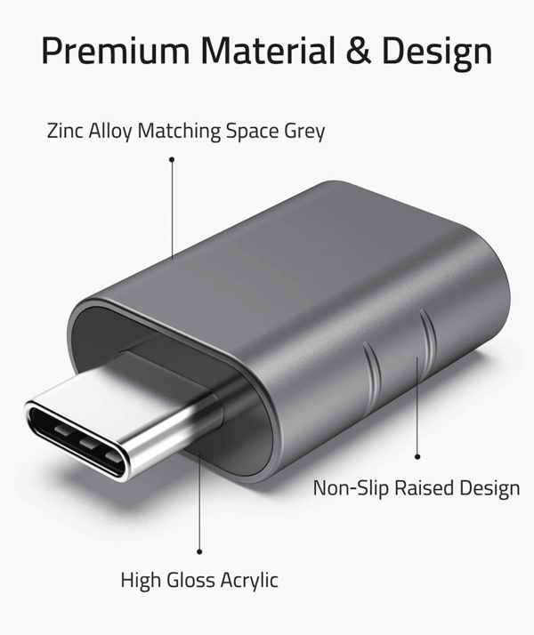 USB C to USB Adapter Pack of 2 USB C Male to USB 3.0 Female Adapter Compatible with Macbook Pro Air 2024, Microsoft Surface, Ipad,Samsung Notebook, Dell XPS and More Type C Devices,Space Grey - Image 3