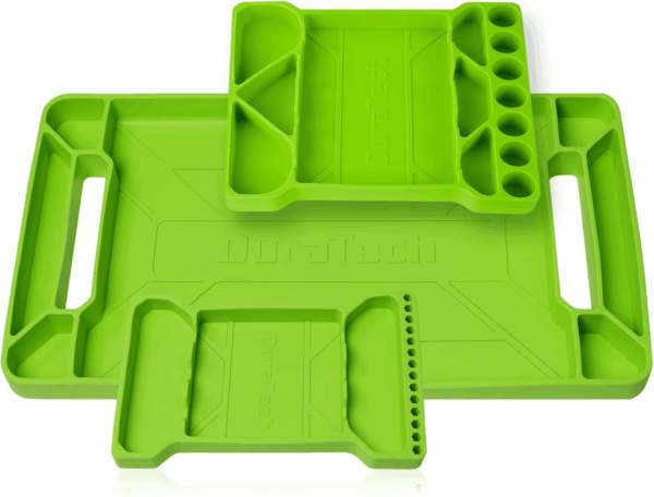 Flexible Tool Tray, Silicone Tool Holder for Mechanics Storage, Heat and Chemical Resistant Organizer for Automotive, Industry and Household(3Pack Green)