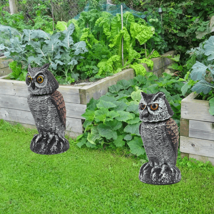 2 Pack Fake Owl Decoys to Scare Birds Away, Rotating Head Bird Deterrents, Nature Enemy Scarecrow Plastic Statues, Pest Repellent for Gardens and Patios - Image 7