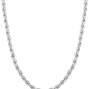 Solid 925 Sterling Silver Italian 2Mm, 3Mm Diamond-Cut Braided Rope Chain Necklace for Men Women Made in Italy