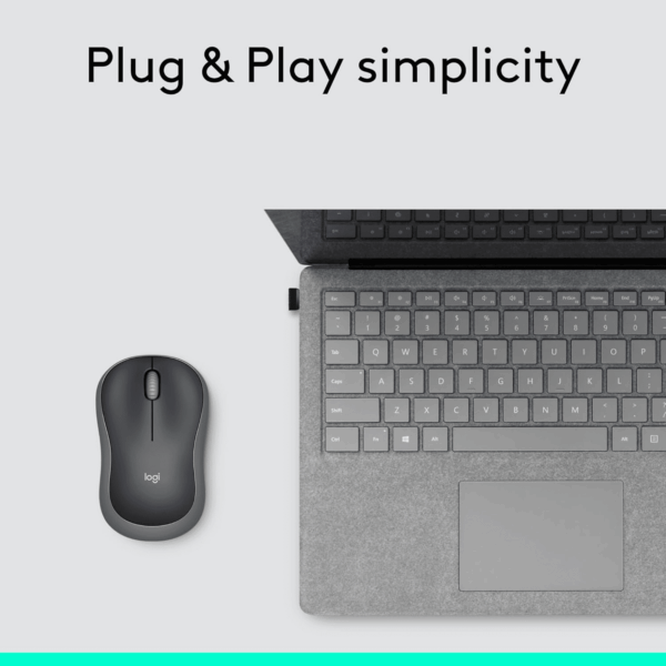M185 Wireless Mouse, 2.4Ghz with USB Mini Receiver, 12-Month Battery Life, 1000 DPI Optical Tracking, Ambidextrous Pc/Mac/Laptop - Swift Grey - Image 8