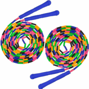 16 FT Long Jump Rope(2 PACK), Double Dutch Jump Ropes, Soft Beaded Skipping for Kids Adults, Plastic Segmented Long Enough for 4-5 Jumpers