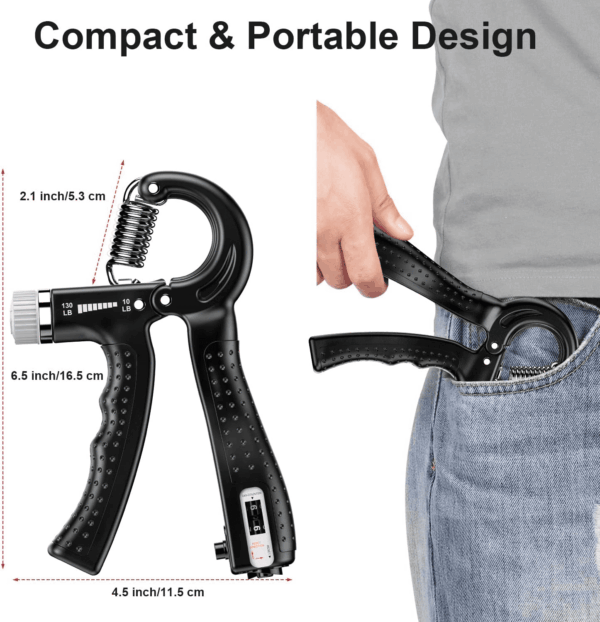 Hand Grip Strengthener 2 Pack Adjustable Resistance 10-130 Lbs Forearm Exerciser，Grip Strength Trainer for Muscle Building and Injury Recovery for Athletes - Image 5