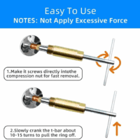 Compression Sleeve Puller Remove Tool Nut & Ferrule of Pipe 03943 - Sleeve Remover for 1/2-Inch Compression Fittings Only - Plumbing Tools Compression Ring Removal Tool Corroded & Frozen Supply Stops - Image 4