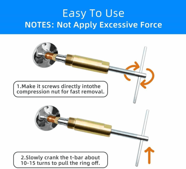 Compression Sleeve Puller Remove Tool Nut & Ferrule of Pipe 03943 - Sleeve Remover for 1/2-Inch Compression Fittings Only - Plumbing Tools Compression Ring Removal Tool Corroded & Frozen Supply Stops - Image 4