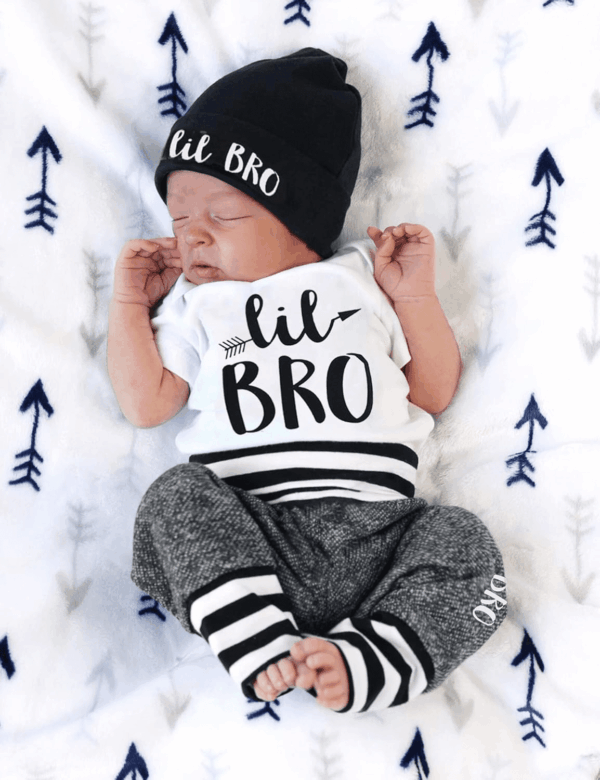 Newborn Baby Boy Clothes New to the Crew Letter Print Romper+ Pants+Hat 3PCS Outfit - Image 2