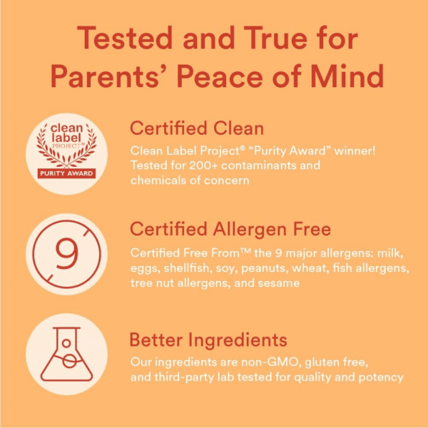 Kids Multivitamin Gummies: Omega 3 Fish Oil (EPA/DHA), Vitamin D3, C, Vitamin B12, B6, A, K & Zinc for Immune Support, Biotin, Gluten Free, Three Fruit Flavors, 120 Count (30 Day Supply) - Image 9