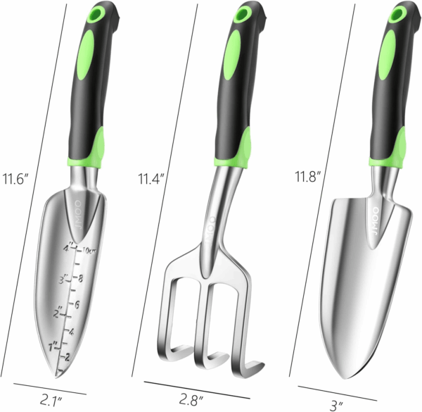 Garden Tools, 3-Piece Garden Tool Set with Non-Slip Ergonomic Handles, Lightweight Aluminum Alloy Rust-Proof Durable Gardening Hand Tools, Ideal Gardening Tools Gifts for Women and Men - Image 6