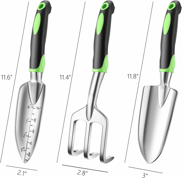 Garden Tools, 3-Piece Garden Tool Set with Non-Slip Ergonomic Handles, Lightweight Aluminum Alloy Rust-Proof Durable Gardening Hand Tools, Ideal Gardening Tools Gifts for Women and Men - Image 6
