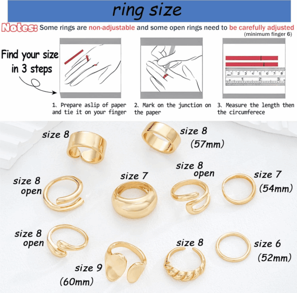 10 PCS Gold Rings Set for Women Non Tarnish, 18K Gold Plated Chunky Stackable Rings, Statement Stacking Womens Ring Pack - Image 6