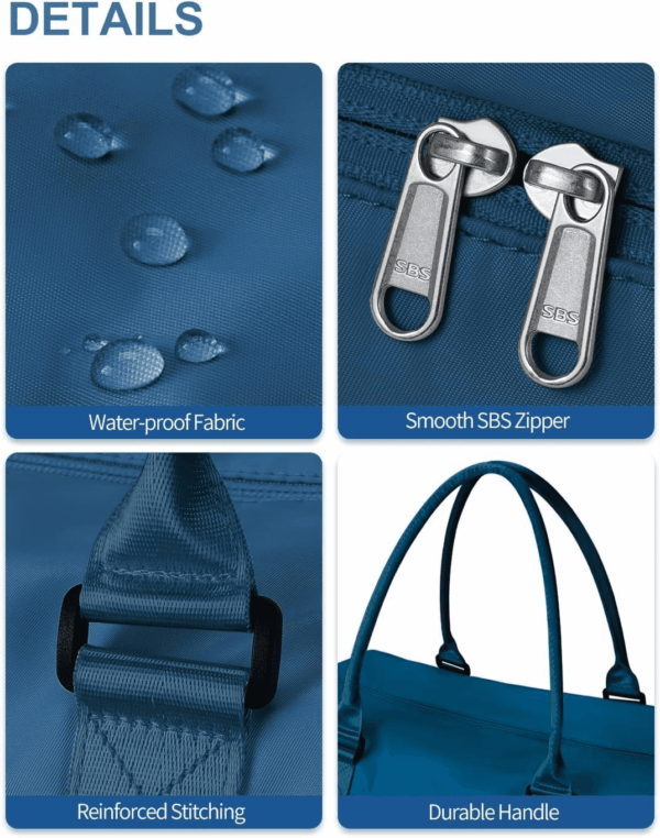 Travel Duffel Bag, Weekender Bags for Women, Overnight Gym Carry on Tote Bag with Wet Pocket, Hospital Mom Bag for Labor and Delivery - Extra Large Set, Peacock Blue - Image 9