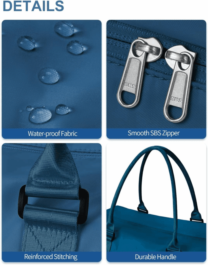 Travel Duffel Bag, Weekender Bags for Women, Overnight Gym Carry on Tote Bag with Wet Pocket, Hospital Mom Bag for Labor and Delivery - Extra Large Set, Peacock Blue - Image 9