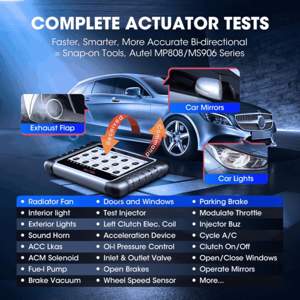 Scanner Maxicom MK808S: 2025 Bidirectional Tool as MK808BT Pro MX808S M808Z, Function as Maxicheck MX900, 28+ Service, Active Test, All System Diagnose, Injector Coding, FCA Autoauth Android 11 - Image 3