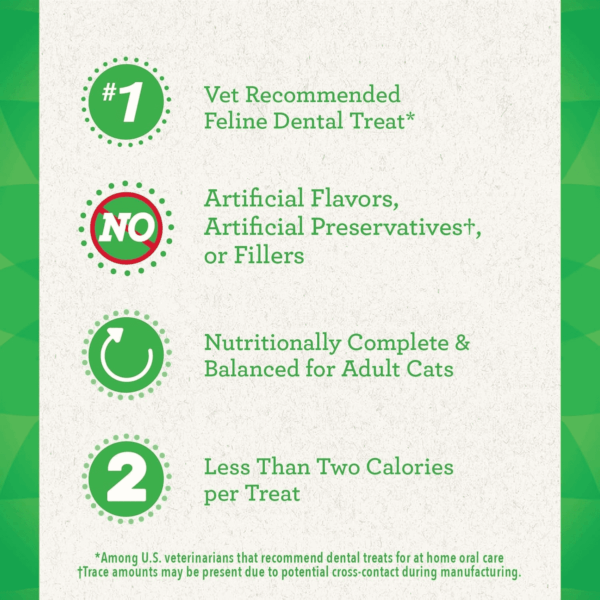 Feline Adult Dental Cat Treats, Oven Roasted Chicken Flavor, 9.75 Oz. Tub - Image 3