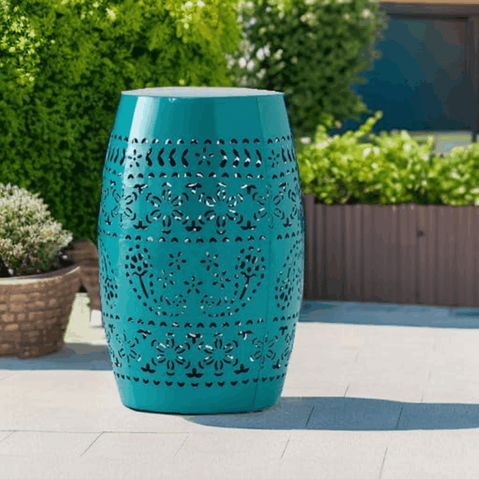 Ruby Outdoor 12" Iron Side Table, Teal - Image 5