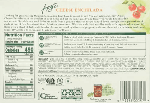 Frozen Meals, Cheese Enchilada, Made with Organic Corn and Tomatoes, Gluten Free Microwave Meals, 9 Oz - Image 3