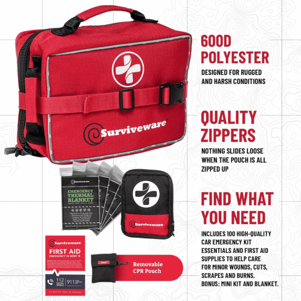 238 Pcs Comprehensive Premium Survival First Aid Kit - Medical Emergency Kit for Travel Camping Gear, Home Essentials & Outdoor Emergencies - HSA & FSA Eligible Survival Kit - Image 3