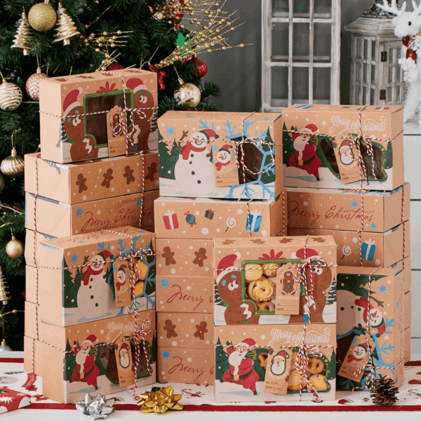 24 PCS Christmas Cookie Gift Baking Box 8.75" X 5.75" X 2.75” with Window Auto-Popup for Pastries, Cupcakes, Cookies, Brownies, Donuts Gift-Giving - Image 9
