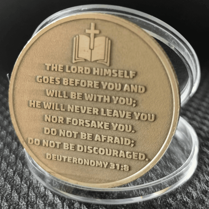 Rooted in Christ the Lord Is My Rock, My Fortress, My Deliverer Faith-Based Christian Challenge Coin Bible Verse Gift (Pack of 10) - Image 6