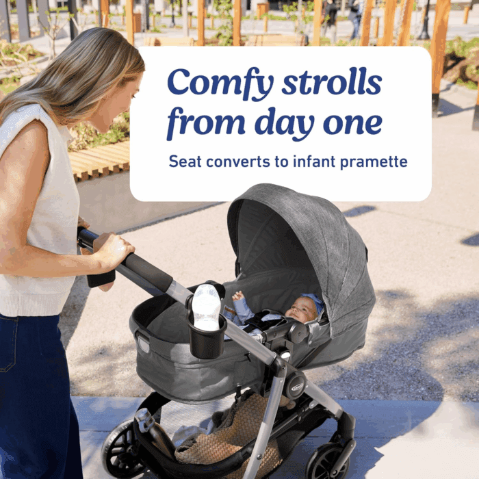 Modes Pramette Stroller, Baby Stroller with True Pram Mode, Reversible Seat, One Hand Fold, Extra Storage, Child Tray, Pierce - Image 3