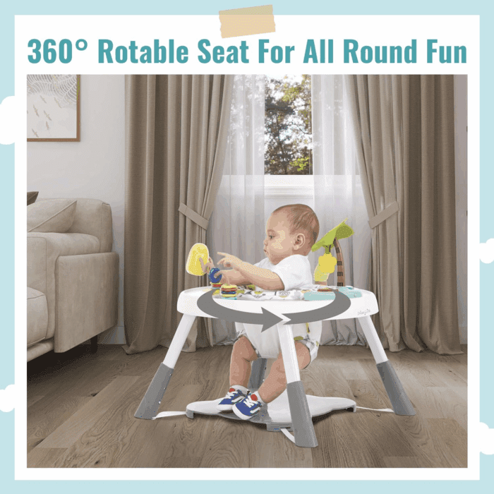 Curio Sit N Seek Baby Activity Center in Lime, 2 in 1 Activity Center and Play Table with 3 Detachable Toys and Music, 3 Level Height Adjustable Positions Activity Center for Baby - Image 4