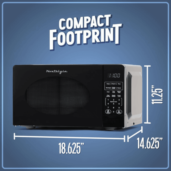 Modern Retro Countertop Microwave Oven - 700-Watt - 0.7 Cu Ft - 12 Pre-Programmed Cooking Settings - Digital Clock - Kitchen Appliances - Black - Image 5