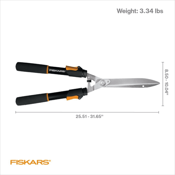 Power-Lever Hedge Shears - 25"-33" Extendable Handle - Plant Cutting Scissors - Yard and Garden Tools - Orange/Black - Image 7