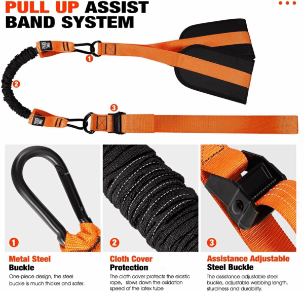 Pull up Assistance Bands, Heavy Duty Resistance Band for Pull up Bar, Adjustable Weight/Size with Fabric Feet/Knee Rest, Bands for Pull up Assist for Strength Training, Pull up Assist Band - Image 8
