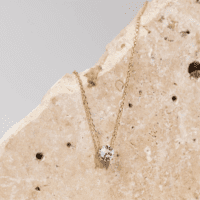14K Gold Plated Crystal Solitaire 1.5 Carat (7.3Mm) Cubic Zirconia Dainty Choker Necklace | Gold Necklaces for Women - Image 3