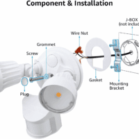 COB LED Security Light, Motion Sensor Flood Lights Outdoor, Aluminum, 3 Modes Motion Detector+Dusk to Dawn+Switch Control, 100-277V, Adjustable 2-Head, IP65, 3000K Warm White, ETL, White - Image 7